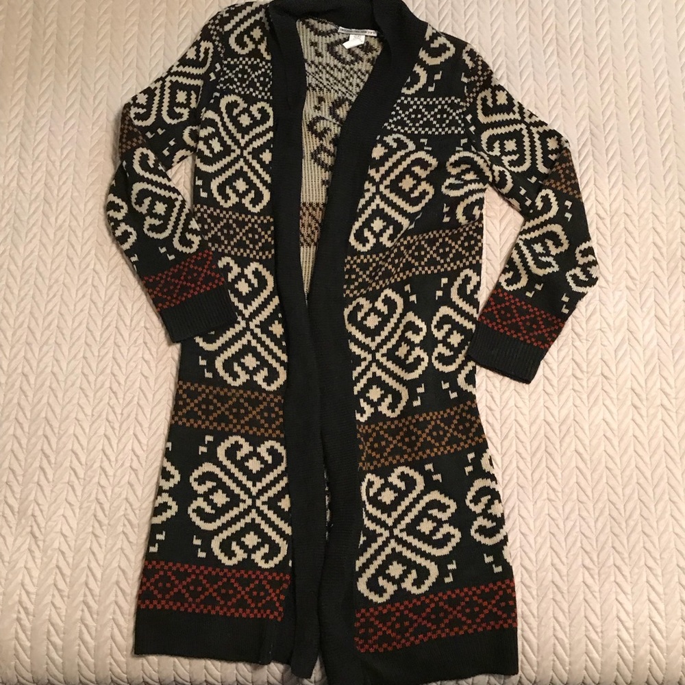 Long printed cardigan